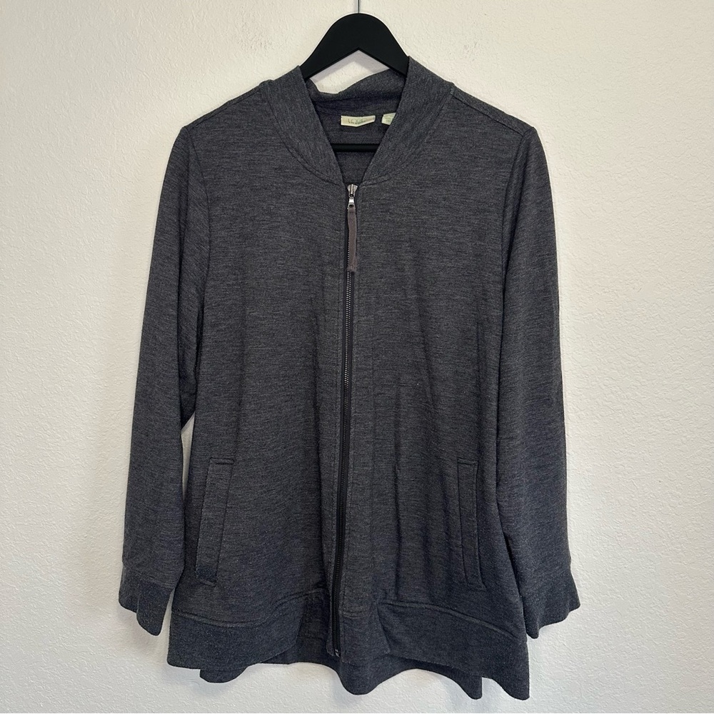 Women’s Logo Lounge Dark Gray Long Sleeve Zip-Up Jacket – Size 1X
